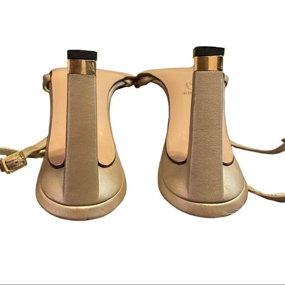 St John Gold /Champagne Metallic Open Toe and Open Heel Strappy Shoes Size 8 - Picture 10 of 11